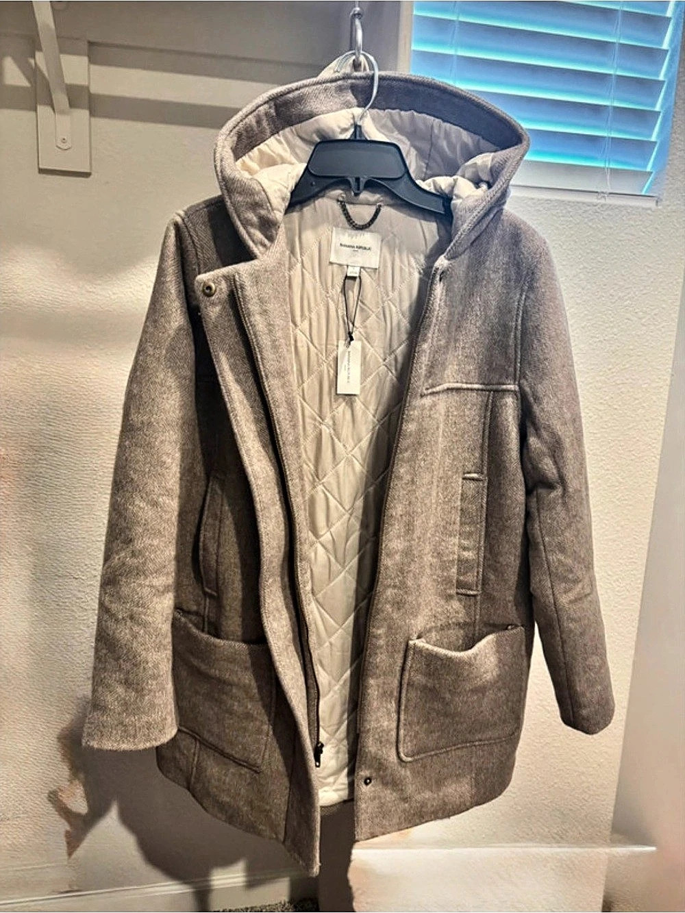 Banana Republic Melton Hooded Jacket Gray Small